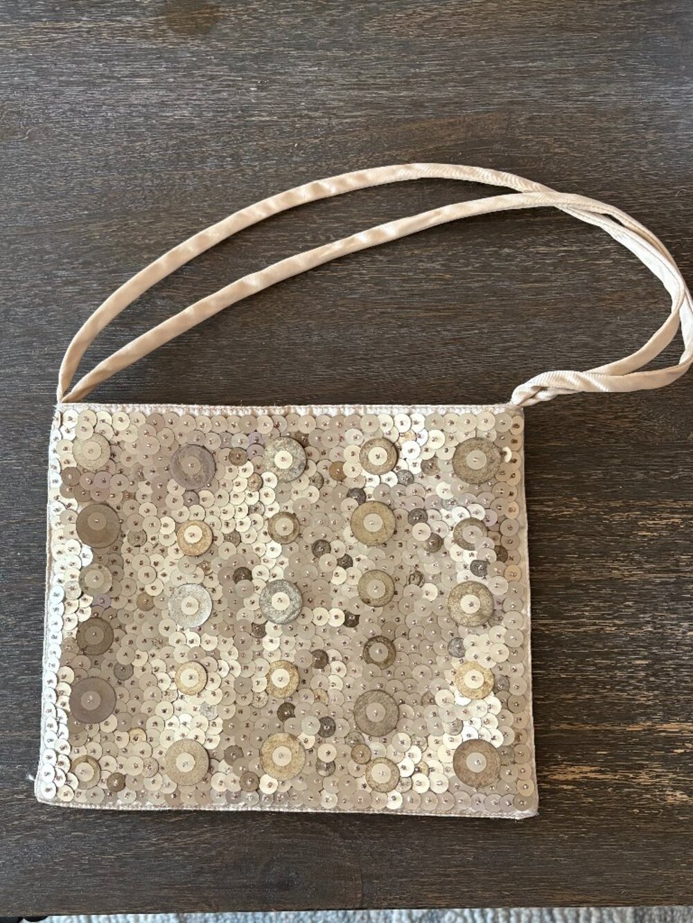 Gold Sequins Zara Shoulder Party Bag (Two Straps)